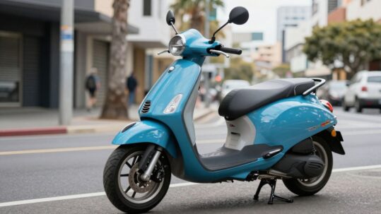Australia's top 50cc petrol scooter on a sunny street.