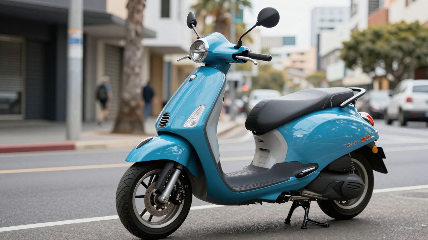 Australia's top 50cc petrol scooter on a sunny street.