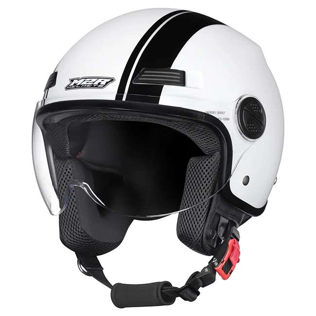 Nimbus M2R White with Black Stripe Helmet